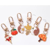 Cute Hedgehog Pumpkin Scarecrow Wheat Ear Keychain The Joy of Autumn Harvest Happy Pride Keyring for Thanksgiving Jewelry Gift