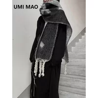 UMI MAO Women's Vintage Scarf Fried Face Scarf Woven Tassel Spliced Warm Matching Everything New Casual Winter Scarf