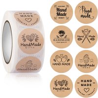 100-500pcs Kraft Paper Handmade with Love Stickers Thank You Sticker for Baking Packaging Envelope Seals Small Business Stickers
