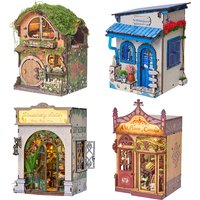 NEW DIY Wooden Book Nook Figurines Doll Houses Miniature Model Kits Handmade Dollhouse with Furniture for Friends Birthday Gifts