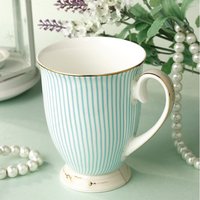 Elegante Teetassen, Britische Keramiktassen aus Reinem Porzellan, Blaue Streifen, Kaffeetasse mit Goldmuster, Modisches Einzigartiges Design, Kelch