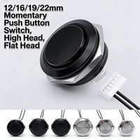 12/16/19/22mm Metal Button Switch Waterproof Without LED Light Instantaneous Lock Car Engine Power Switch 1NO Oxidized Black