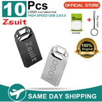 Zsuit 10PCS/LOT Metal 2.0/3.0 USB Flash Drive 32GB 16GB 128GB Pen Drive 64GB Custom Creative Gift Memory Stick 8GB Mini U Disk
