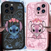Cartoon Cute Stitch Angel Case for IPhone 17 Air 16 16E 15 14 13 12 11 Pro Max X XS X S Max XR SE 2020 SE4 7 8 Silicone Cover
