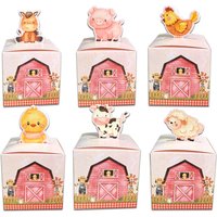 6pcs Farm Anmal Candy Boxes Lovely Horse/Cow/Pig Cookie Boxes for Kids Farmland Birthday Party Decor Sweets Packaging Supply