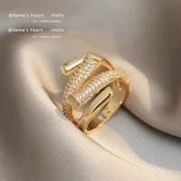 2025 New European and American Design Micro Setting Zircon Metal Cross Opening Rings For Women's Gothic Girls' Luxury Jewelry