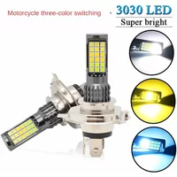 Car Led Highlight Headlight Tricolor H4 3030 36smd Motorcycle LED Front Headlight H4 HSI BA20d P15d White Yellow Green Ice Blue