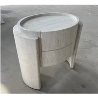 Superior Bedroom Bedside Table Super White Travertine Marble Bedside Table with Drawer