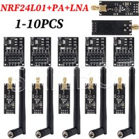 NRF24L01+PA+LNA RF Wireless Transceiver Module SMA Antenna 2.4 GHz + NRF24L01 8 Pin Socket Breakout Adapters for Antenna