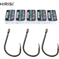 Hirisi 50/100pcs PTFE Coating High Carbon Stainless Steel Barbless Hooks 8002 Fishing Hook Fishing Accessories