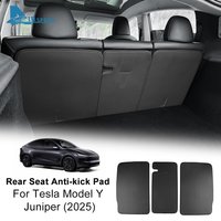 Leather Rear Seat Back Protector Pad For Tesla New Model Y Juniper 2025 2026-Up Trim Mats Backrest All Weather Anti-kick Pad