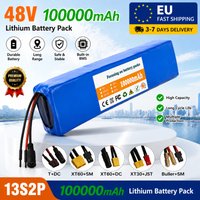 13S2P 48V 100Ah 100000mAh Lithium-Ionen-Akku mit intelligentem BMS für 250W 350W 500W 750W 1000W Elektrofahrrad E-Bike Roller DIY-Akku inklusive kostenlosem 54,6V-Ladegerät XT60 XT30 DC T-Stecker