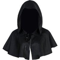 Halloween Cosplay Death Cloak Short Hooded Cloak Sorcerer Witch Costume Vampire Devil Wizard Black Cape Party Accessories 2025
