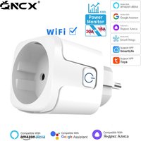 Tuya 16A 20A EU Smart Socket WiFi Smart Plug With Power Monitoring Timing Function Voice Control Alexa Google Assitant