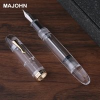 MAJOHN C4 Fully Transparent Big Size Fountain Pen EF/F/M Nib Eyedropper Filling Ink Writing Gift Pen Stationery School Supplies