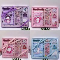 Kuromi New Sanrio Hand Ledger Set Cute Girl Heart Stationery Combination Sticker Badge Notebook Gift Box for Student Hello Kitty