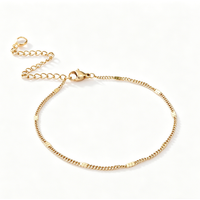 Anklet Bracelet on Legs Stainless Steel ,waterproof Adjustable Beach Beaded Ball Cuban Link Summer Boho Foot Jewelry for Women
