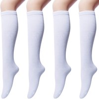 4 Pairs Women Girls Knee Socks Cotton Casual High Thigh Stockings Soild Academic Style Lolita Ladies Girls Warm Knee Socks.