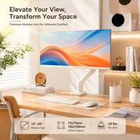 Sturdy Monitor Arm Desk Mount, Height & Angle Adjustable, Space Saving Clamp Bracket for Daily Work and Gaming Experience