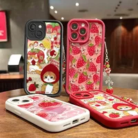 Cute Strawberry Cat Chain Cover For OnePlus 15 13 13T NORD CE 6 5 4 2 3 Lite ACE 3 2 12 11 10R 8T 5G ACE3 CE4 5G Luxury TPU Case