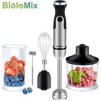 BioloMix 1200W 5-in-1 Immersion Hand Stick Blender Mixer Vegetable Meat Grinder 800ml Chopper Whisk 600ml Smoothie Cup