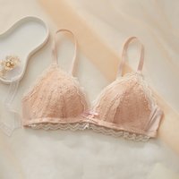 Seamless Wire Free Lace Bra Small Breasts Push Up One - Piece Sexy Back Closure Three Hook - and - Eye underwear Women Cup