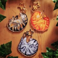 Sleepy Tabby Cats 2.5" Acrylic Keychain, Kawaii Bag Charm Pendant Decorative Key Ring for Backpack Purse Wallet, Cat Lover Gift