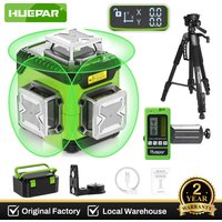 Huepar 3D-Laser-Nivelliergerät, selbstnivellierend, LCD-Bildschirm, hohe Helligkeit, wiederaufladbarer Laser-Nivellierer mit magnetischer Halterung, Hartschalenkoffer