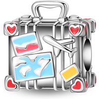 925 Sterling Silver Trendy Fun Luggage Charms Bead Fit Original Bracelet DIY Women Travel Souvenir Anniversary Jewelry Gift