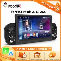 Podofo Bezprzewodowy Apple CarPlay Android Auto do Fiata Pandy 2013-2020 4+64GB Radio Samochodowe FM Bluetooth USB TF Ekran Dotykowy Mirror Link Radio Samochodowe Multivan Odbiornik FM