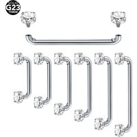 1PC G23 Titanium Surface Piercing CZ Crystal Dermal Anchor 14G Internally Threaded Micro Dermal Anchors Bar Body Jewelry
