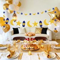 2PCS Glitter Eid Mubarak Decorations Banner Golden Eid Mubarak Decorations for Indoor Outdoor Home Party Decor Ramadan Decor