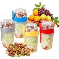 Salad Cup With Lids And Fork Portable Breakfast Cup Fresh Salad Shaker Container Cereal Nut Yogurt Salad Cup Lunch Box Bento Box