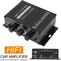 AK-270 400W Mini Power Amplifier 12V/24V 2.0 Channel Stereo Audio Amp HiFi Sound for Home Car Theater System Compact