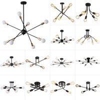 Modern Sputnik Ceiling Chandelier Nordic Semi Flush Mount Ceiling Lamp Vintage Home Decor Lights Lighting Fixture Plafonnier LED