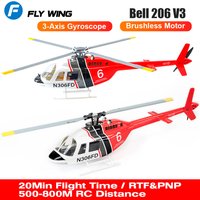 FLY WING Bell 206 V3 RC Helicopter RTF PNP 6 Channel 1/16 Brushless Motor GPS Remote Control Aircraft with H1 Flight Controller
