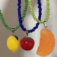 Colorful Beaded Necklace for Women, Bohemian Jewelry, Fruit, Tomato, Lemon, Aesthetic, Goth, Cute, EMO Accessories, Girls, Y2K,