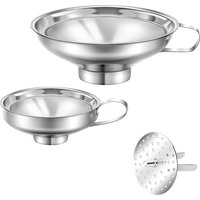 LMETJMA Canning Funnel Large Kitchen Metal Funnels For Filling Mason Jars Stainless Steel Wide Mouth Funnels Kitchen Gadgets