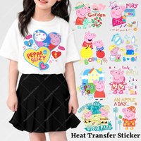 Anime Creative Heat Transfer Sticker Cartoon Peppa Pigs Cute Iron on Patches T-shirt Decor Stickers Clothes Appliques DIY Decal
