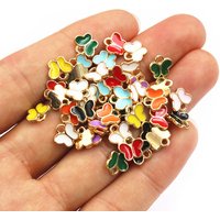 50Pcs 8x8.5mm Small Alloy Butterfly Charms Pendants Multi Colors For DIY Bracelet Necklaces Jewelry Making Accessories