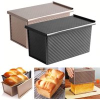 Non-Stick Loaf Pan Carbon Steel Corrugated with Lid Homemade Bread Sandwich Sourdough Toast Container for Oven Baking Cake Molds