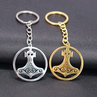 Stainless steel cut circular ring, hollowed-out style little old man pendant, keychain, couple bag, car key chain, accessory pen