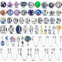 New Arrvial Sun Moon Star Alien Beads 925 Sterling Silver Dangle Charms Fit Original Bracelet Jewelry DIY Gift