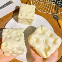 6/7cm Cheese Squeezed Cube Realistic Anxiety Relief Non Rebound Fidget Comfortable TPR Giant Cheese Squeeze Stress Relief