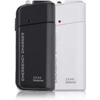 Universal Portable USB Emergency 2 AA Battery Extender Charger Power Bank Supply Box For iPhone Mobile Phone MP3 MP4 Black White