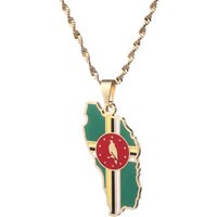 Dominica Map Flag Pendant Chain Necklaces Stainless Steel Jewelry