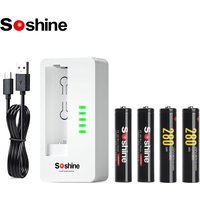 Soshine 10440 LiFePO4 280mAh Rechargeable Battery 3.2V AAA Batteries and NiMH AA AAA LiFePO4 Li-ion 14500 10440 Battery Charger