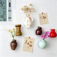 Magnetic Mini Ceramic Vase DIY Flower Arrangement Ornament Fridge Decoration Modern Minimalist Home Art Decor Accessory Vase