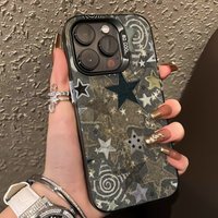 Laser Vintage Multicolor Silvery Star Pattern Case For Samsung Gakaxy S25 S24 S23 S22 S21 Ultra Plus FE A16 A26 A36 A56 5G Cover