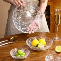 Crystal Glass Bowl Hammered Texture Modern Tableware Salad Fruit Dessert Snack Bowl Eco-Friendly Lead-Free Serving Bowl